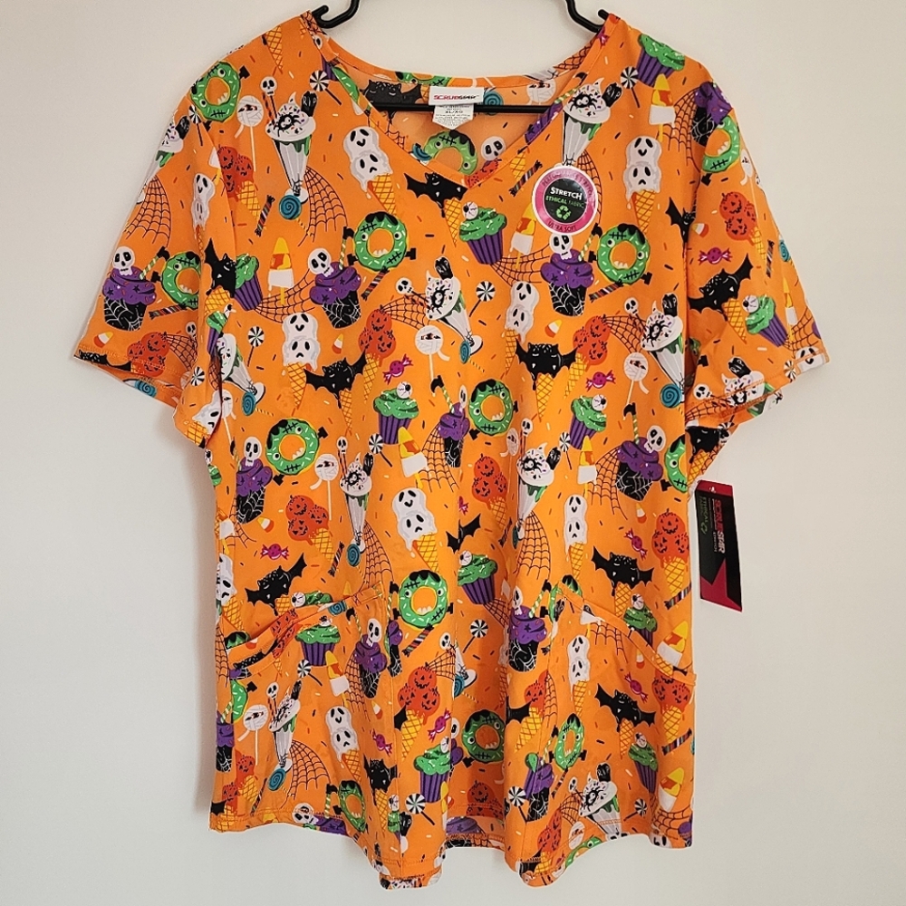 Halloween scrub top